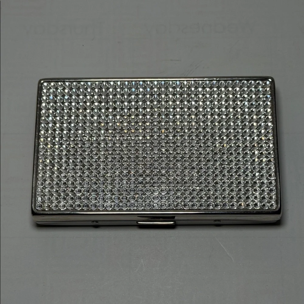 Silver Rhinestone Card or Cigarettes Holder Case